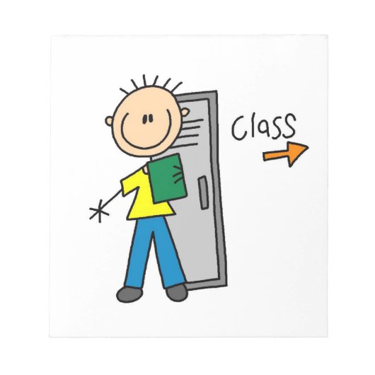 Jongen op school notitieblok (Voorkant)
