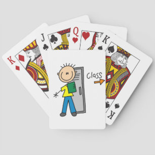 Jongen op school pokerkaarten