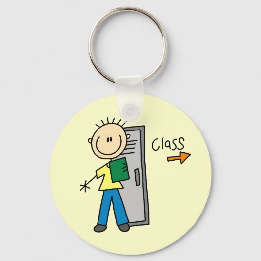 Jongen op school sleutelhanger (Voorkant)