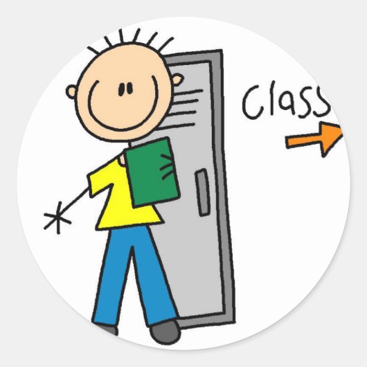 Jongen op school sticker (Voorkant)