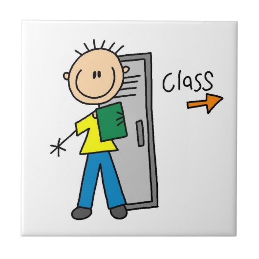 Jongen op school tegeltje (Voorkant)