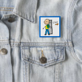 Jongen op school vierkante button 5,1 cm (In situ)