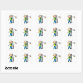 Jongen op school vierkante sticker (Vel)