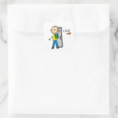 Jongen op school vierkante sticker (Tas)