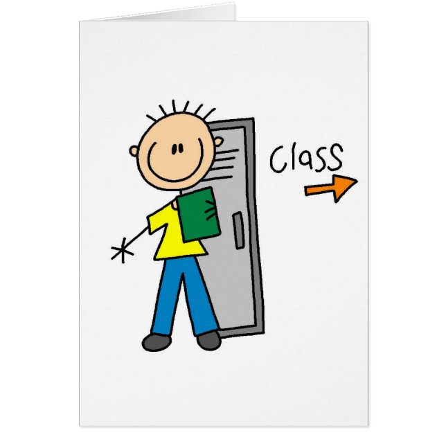 Jongen op schoolkaart (Voorkant)