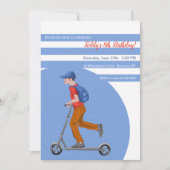 Jongen op Scooter Birthday Party Kaart (Voorkant)