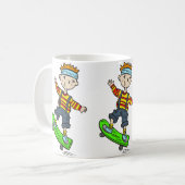 Jongen op skateboard koffiemok (Voorkant links)