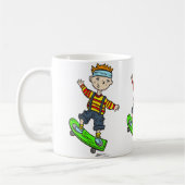 Jongen op skateboard koffiemok (Links)