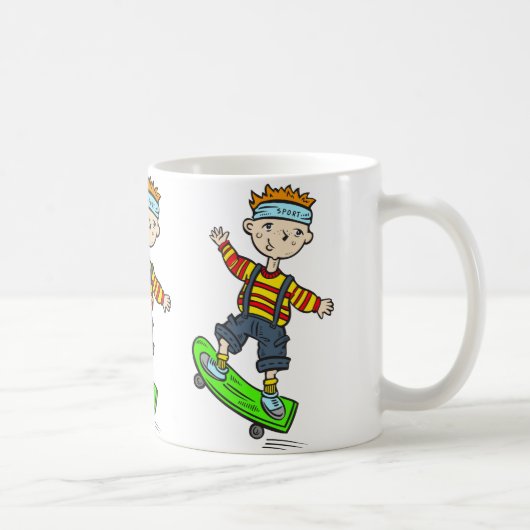 Jongen op skateboard koffiemok (Rechts)