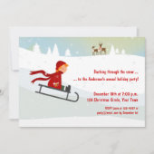 Jongen op Sled, Winter Holiday Uitnodiging (Voorkant)