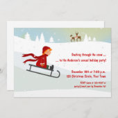 Jongen op Sled, Winter Holiday Uitnodiging (Voorkant / Achterkant)
