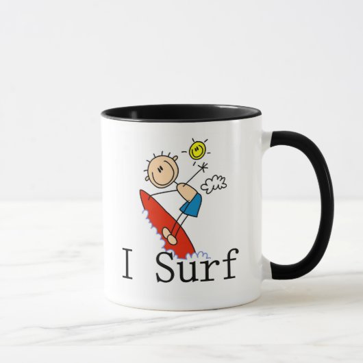 Jongen op surfplank  mok (Rechts)