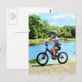 Jongen op zijn fiets briefkaart (Voorkant / Achterkant)