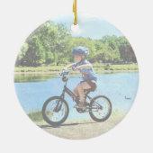 Jongen op zijn fiets keramisch ornament (Achterkant)