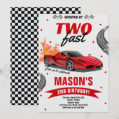 Jongen opgroeien twee snelle race auto 2e verjaard kaart (Voorkant / Achterkant)