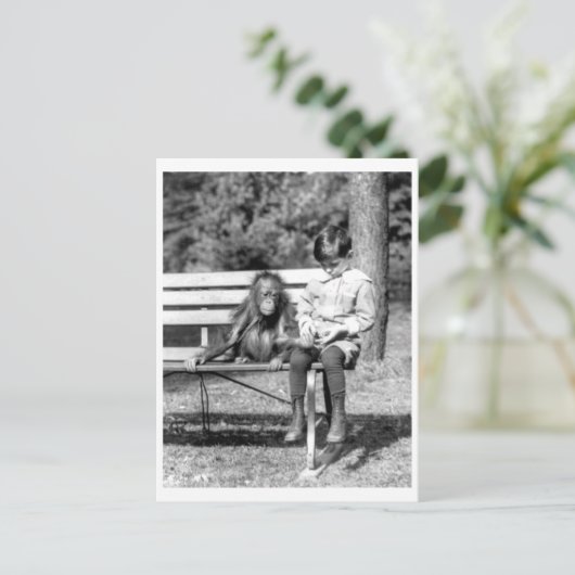 Jongen & Orangutan  Nationaal Zoo Washington Briefkaart (Staand voorkant)