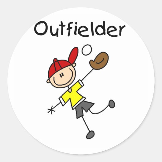 Jongen Outfielder Ronde Sticker (Voorkant)