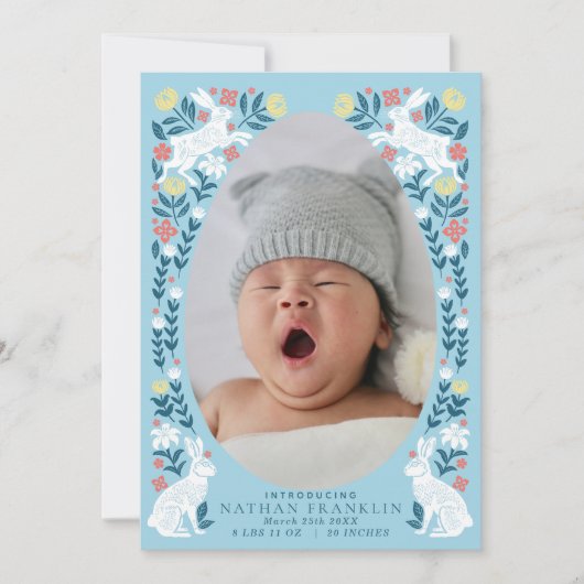 Jongen Paasei Baby Foto Geboorte Aankondiging Kaar (Voorkant)