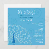  Jongen Pacock Baby shower Uitnodiging (Voorkant / Achterkant)