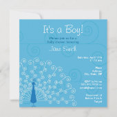  Jongen Pacock Baby shower Uitnodiging (Voorkant)