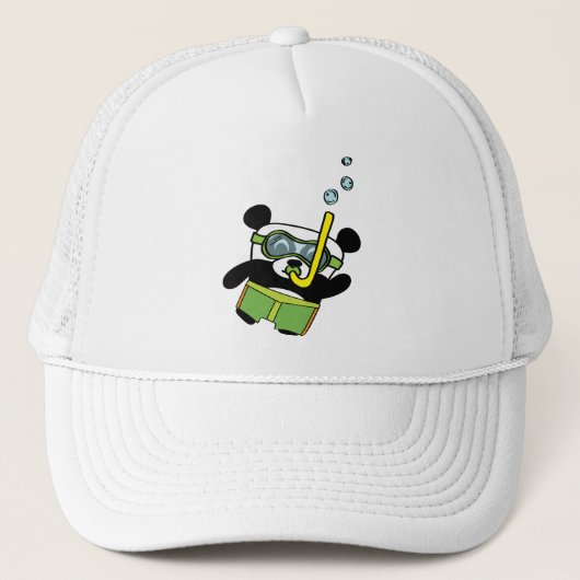 Jongen Panda in Swimsuit Snorkeling Trucker Pet (Voorkant)