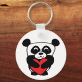 Jongen Panda met Big Red Heart Sleutelhanger (Voorkant)