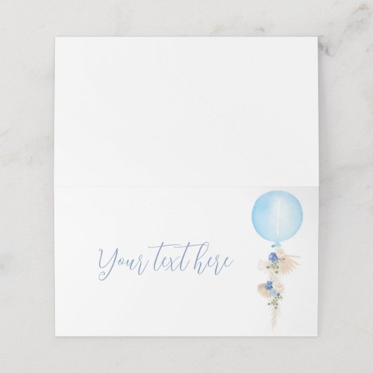 Jongen Party Place Card Birthday Baby shower Plaatskaartje (Buitenkant ongevouwen)