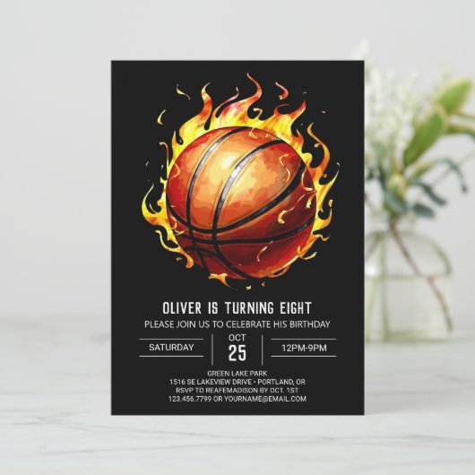 Jongen pastel bewerkbare basketbal verjaardag kaart (Staand voorkant)