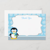 Jongen Penguin Winter Snowflake Dank je kaarten (Voorkant / Achterkant)