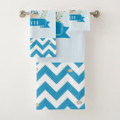 Jongen Peter Rabbit Blue Custom Bath Towel Set Bad Handdoek (Insitu)