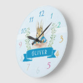 Jongen Peter Rabbit Blue Custom Large Clock Grote Klok (Hoek)