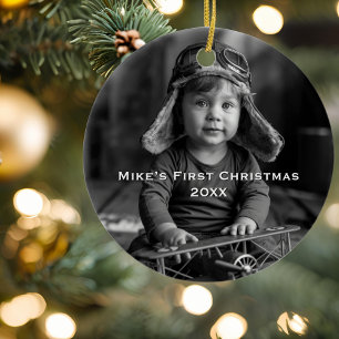 Jongen Piloot Vliegtuig Foto Luchtvaart Schattig K Keramisch Ornament