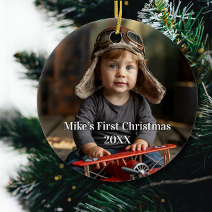 Jongen Piloot Vliegtuig Foto Luchtvaart Schattig K Keramisch Ornament