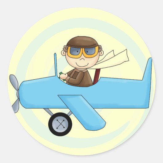Jongen Pilot Tshirts en Gifts Ronde Sticker (Voorkant)