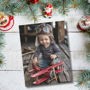 Jongen Pilot & Vliegtuig Grappige Kerstmis Custom Briefkaart