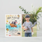 Jongen Piraat Verjaardag Foto Uitnodiging (Staand voorkant)