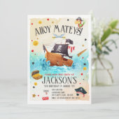 Jongen Piraat Verjaardag Uitnodiging (Staand voorkant)