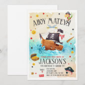 Jongen Piraat Verjaardag Uitnodiging (Voorkant / Achterkant)