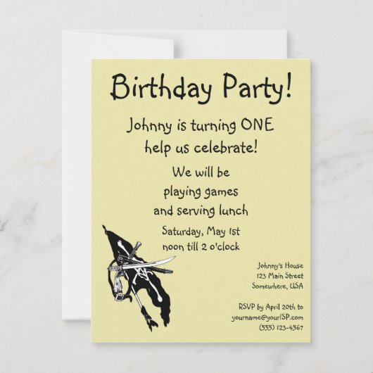  jongen Pirate Child Birthday Party Invitation Kaart (Achterkant)