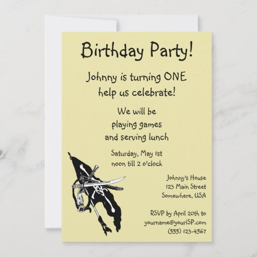  Jongen Pirate met Dog, Child Birthday Party Kaart (Achterkant)