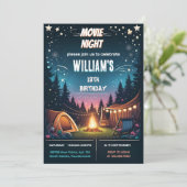 jongen plezier Camping Popcorn Movie Night 13e ver Kaart (Staand voorkant)