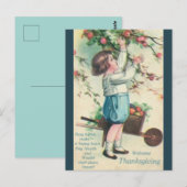  jongen plukken appels Thanksgiving Briefkaart (Voorkant / Achterkant)