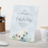 Jongen Polar Beer Blauw Sneeuw Winter Baby shower Reclamebord Met Voetstuk (Insitu)
