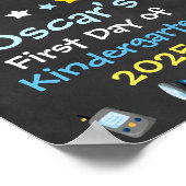 Jongen Politieagent Eerste Dag van School Chalkboa Poster (Hoek)