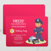 Jongen politieman Birthday Party-uitnodigingen Kaart (Voorkant / Achterkant)