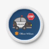 Jongen politieman en Kind blauw Papieren Bordje (Voorkant)