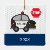 Jongen politiemanager en Kerstmis met auto Keramisch Ornament (Achterkant)