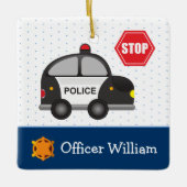 Jongen politiemanager en Kerstmis met auto Keramisch Ornament (Voorkant)