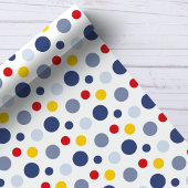 Jongen Polka Dots Blauw Geel en Rood Patroon Cadeaupapier