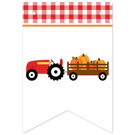 Jongen pomkin Patch Tractor Red Birthday Banner (Eerste vlag)